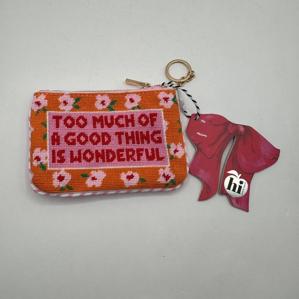 Peach Layne Needlepoint Pouch Womens OS Pink Orange Too Much Of A Good Thing